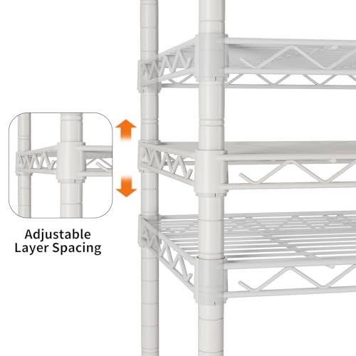 SINGAYE 3 Shelves Storage Shelf Wire Shelving Unit Metal Adjustable Wheels | Small Shelf Storage with Wheels Organizers Closet Unit for Bathroom Laundry Room Kitchen Pantry11.5D x 17.5W x 30.5H White