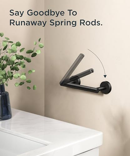 FORIOUS Commercial Toilet Paper Holder Wall Mount Bathroom Tissue Holder | Matte Black | SUS304 Stainless Steel Rustproof | Double Post Pivoting Toilet Paper Roll Holder | Screw-In | Round Base