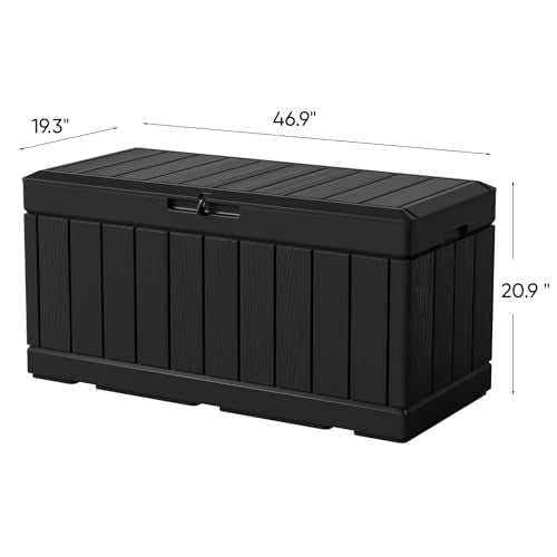 Greesum 82 Gallon Resin Deck Box All Weather Large Outdoor Storage for Patio Furniture, Toys, Garden Tools, Lockable, Black | for Patio Furniture, Toys, Garden Tools, Lockable