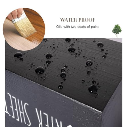 Laundry Dryer Sheet Container Wood Detergent Dispenser Holder, Black | Lightweight，Easy Open, Easy clean, Dryer Balls Dispenser Wood Storage Organization Box for Laundry Room, Bathroom, Kitchen