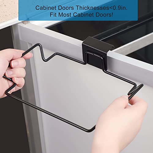 2 Pcs Large Stainless Steel Trash Bag Holder for Cabinets and Cupboards, Under Sink, Black