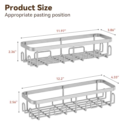 Shower Caddy Adhesive, Rustproof Shower Organizer, Wall Shower Rack | Large Capacity Shower Shelves for Inside Shower, No Drill Shower Storage, Shampoo Shower Holder, Bathroom Shower Shelf