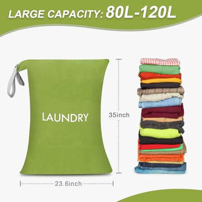 WiseBoy Travel Laundry Bag Dirty Clothes Organizer, Extra Large Laundry Bag | Oversized Laundry Bag, Zippered Nylon Wet Dry Storage Bag for College Dorm, Camping, Caravan, Foldable, Washable, 120L