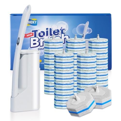 Disposable Toilet Brush Cleaning System with 50pcs... (White | Plastic)