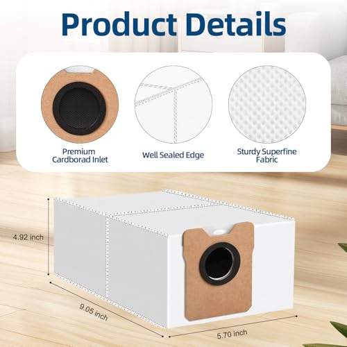 18 Pack Dust Bags for eufy Omni C10 C20 Robot Vacuum Replacement Bags | 3.6L large Capacity Disposable Bags, Multi-layer Filtration, Sealed Design Prevents Leaks for Convenient Garbage Collection