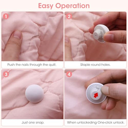MQUPIN Duvet Pin Duvet Clips 16 Sets, Duvet Cover Pins Comforter Clips with Soft Fabric Material, Double Sided Pin Fasteners for Quilt, Cushions, Curtains - White