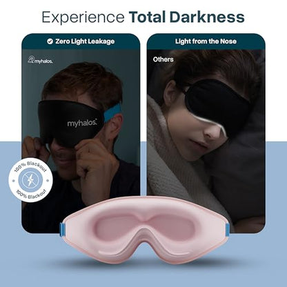 MyHalos® Sleep Mask for Men and Women, 3D Blackout Eye Masks for Sleep | Sleeping Mask, Blindfold, Zero Pressure, Breathable, Side Sleepers & Eyelash Friendly, Night & Travel Eye Mask (Peach)