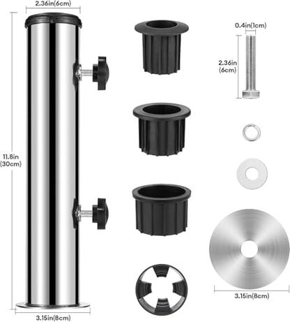 Universal Granite Umbrella Stand Tube, Umbrella Pole Replacement Parts | Outdoor Stone Umbrella Stainless Steel Tube Base for Outside, Table Umbrella Tube Bracket,DIY Metal Tube Umbrella Mount