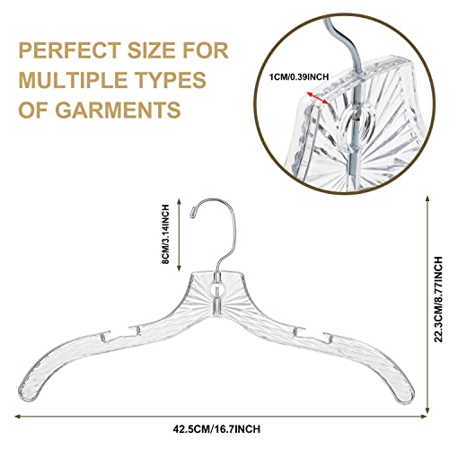 Quality Clear Plastic Hangers 24 Pack - Crystal Cut for Shirts, Suits, Coats, Dresses Hangers, Heavy Duty & Nonslip Design with Swivel Hook, 17 inches