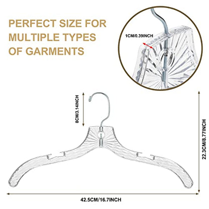 Quality Clear Plastic Hangers 24 Pack - Crystal Cut for Shirts, Suits, Coats, Dresses Hangers, Heavy Duty & Nonslip Design with Swivel Hook, 17 inches