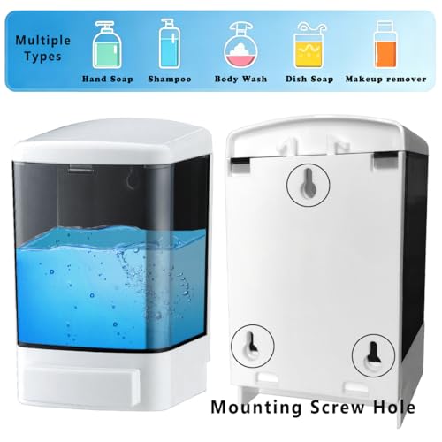 Manual Soap Dispenser Wall Mounted, 33.8oz, Bathroom Kitchen Commercial | Leak-proof Nozzle, Thin & Thick Soap Compatible, Easy to Install & Refill, Soap Level Visibility, Big Capacity, Black