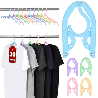 30 Pcs Travel Hangers, Cruise Ship Essentials Foldable Hangers Plastic Travel Essentials, Portable Cruises Must Haves 2026 for Skirt, Suitcase, RV Camping Airplane Europe Vacation Essential