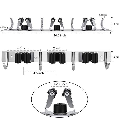 Broom Hanger Wall Mounted, 2PCS Mop and Broom Hold...