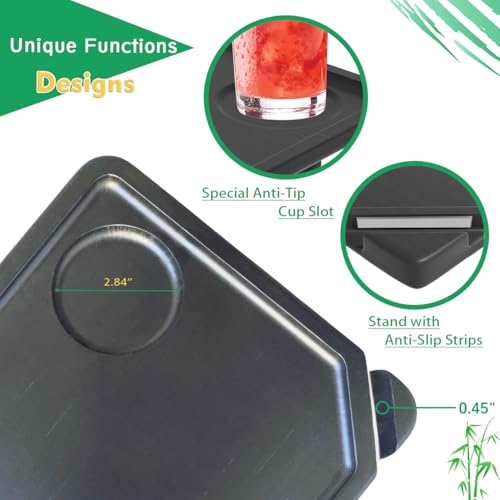 Couch Arm Tray Table Sofa Arm Clip Table, Armrest Tray Table Suitable for Home Drinks/Fast Food/Fruit Etc, Large Size Multi-Function Black