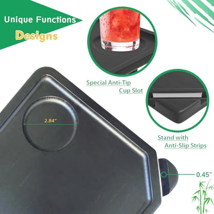 Couch Arm Tray Table Sofa Arm Clip Table, Armrest Tray Table Suitable for Home Drinks/Fast Food/Fruit Etc, Large Size Multi-Function Black