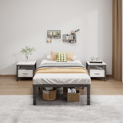 LUMUNANCE Metal Bed Frame Twin Size - 14 Inch Heavy-Duty Twin Platform Bed Frame No Box Spring Needed, Easy Assembly, Noise-Free, Sturdy Mattress Foundation, Underbed Storage Space