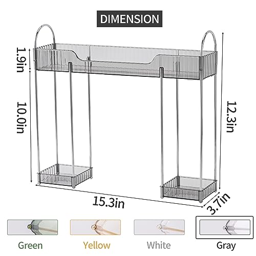 YCIA&DONE Bathroom Countertop Organizer Over The Faucet, Narrow Counter Organizers Above Sink, Table Mounted Faucet Over Sink Shelf for Kitchen, Toilet, Laundry(Smoky Gray)