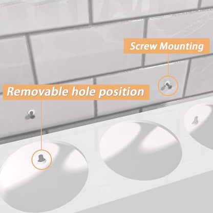 White Acrylic Hair Tool Organizer Wall Mount for Bathroom | Wall mount screw installation, Multi compartment storage, Moisture resistant acrylic material, Easy clean