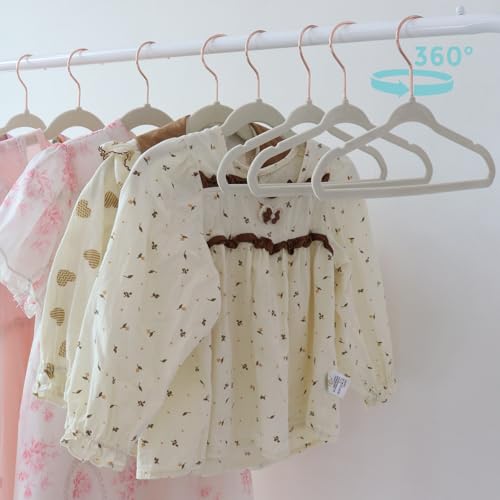 Baby Velvet Hangers 30 Pack - 11 Inch Premium Felt Non Slip Kids Hanger for Infant & Toddler Clothes - 0.2" Slim Space-Saving Baby Felt Hangers for Children's Closet with 10 Clips - Beige