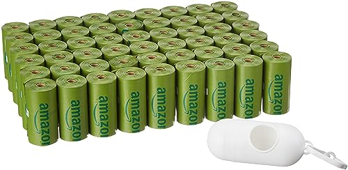 Amazon Basics Premium Leak Proof Dog Poop Bags with Dispenser and Leash Clip, Cucumber Scented, 13" x 9", 810 Count (54 Rolls of 15)