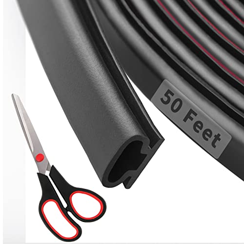 50 Feet D-Shape Rubber Weather Stripping Door Seal... (Black | Rubber)