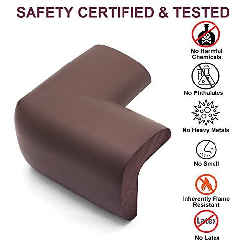 Baby Proofing Edge Corner Protectors, 20.5FT Furniture Table Bumper Guards | Soft thick rubber foam bumper, 18.1ft edge strips + 8 corner guards, 3M pre-taped for table, cabinet & wall sharp corners