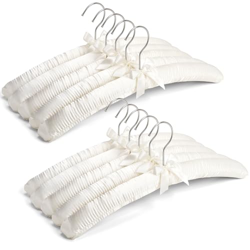 10 Pack Large Ivory Satin Padded Hangers for Women... (10 Count | Ivory)