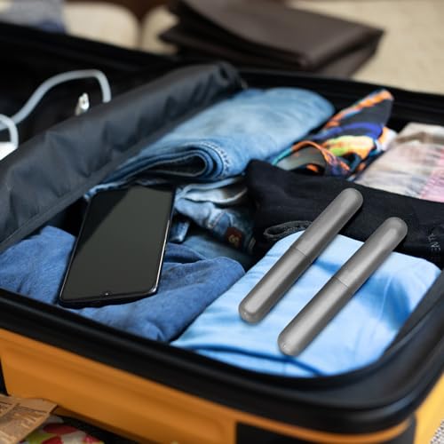 Sieral 90 Pack Travel Toothbrush Case Holder - Bulk Breathable Portable Toothbrush Storage Plastic Container for Home, Outdoor, Travel, Trip, Camping, 8 x 1.2 Inch (Gray)