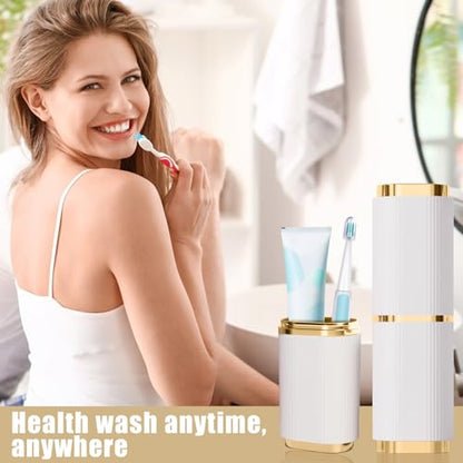 2 Pieces Toothbrush Case, Portable Toothbrush Travel Case Toothbrush Toothpaste Storage Box for Business Camping Travel or Daily Use (Pink+White)