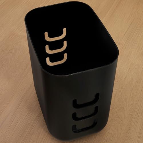 STORi Luup Trash Can (Black) - Reuse Grocery Bags - Plastic Garbage Container for Bathroom, Vanity, Laundry Room, Kitchen, Office, Garage - 2.5 Gallon Wastebasket with Hooks to Secure Trash Bags