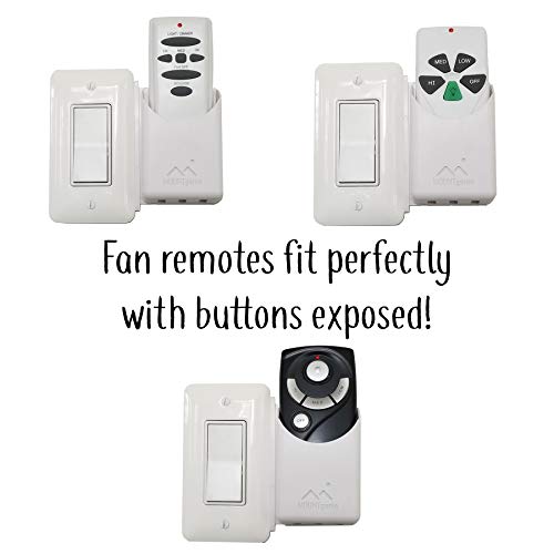 The No-Screwups Remote Control Holder by Mount Genie (White): Wall Mount with No Damaging Screws or Tape. Installs in Seconds on Any Light Switch. Great for TV, Ceiling Fan and Roku Remotes.