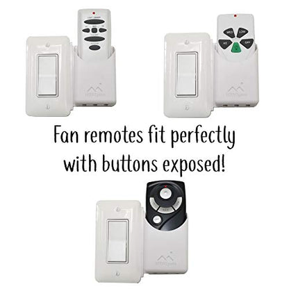 The No-Screwups Remote Control Holder by Mount Genie (White): Wall Mount with No Damaging Screws or Tape. Installs in Seconds on Any Light Switch. Great for TV, Ceiling Fan and Roku Remotes.