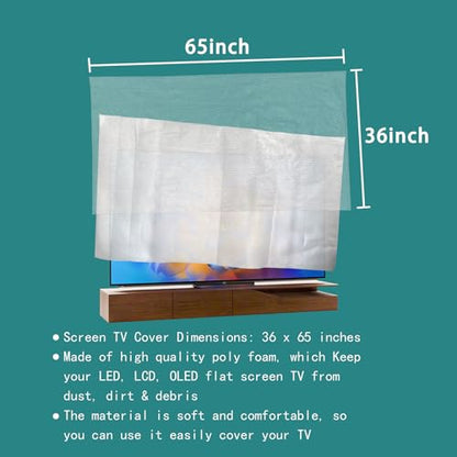 Foam Flat Screen TV Cover and Bubble Flat Screen TV Protective Covers Fits Up to 65''W x 36''H, Flat Screen TV Protection During House Moving, Storing, or Home Renovation (Double-layer)