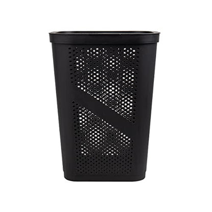 Mind Reader Slim Laundry Hamper with Lid, 60L Clothes Basket, Ventilated Plastic, Black