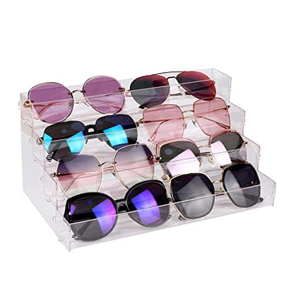 Sunglasses Organizer Countertop Stand, 4 Tier Sunglass Holder Display Rack, Nail Polish Organizer Acrylic Display Stand, Assembly Required