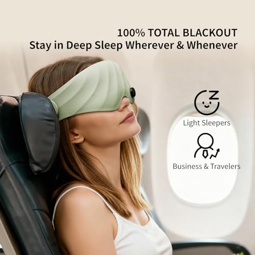 Sleep Mask, Scented Eye Mask for Sleep, 100% Blackout Eye Mask for Women Men, 3D Contoured Cup, Zero Pressure Soft Comfortable Sleep Mask for Travel-Green