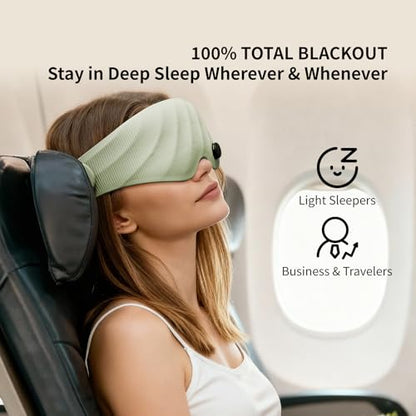 Sleep Mask, Scented Eye Mask for Sleep, 100% Blackout Eye Mask for Women Men, 3D Contoured Cup, Zero Pressure Soft Comfortable Sleep Mask for Travel-Green