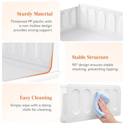 Lifewit 6 Pack Stacking Closet Organizers Shelf for Clothes 16.5" Depth | Plastic Stackable Sweater Storage basket Bins for Wardrobe, Multifunctional Pants Organizer for RV, Pantry, Kitchen, Dorm