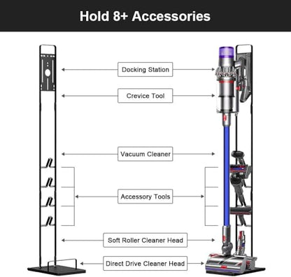 Foho Vacuum Stand Compatible for Dyson V15 V11 V10 V8 V7 V6 with Wheels,Metal Storage Bracket Stand Holder Compatible for Dyson Handheld Cordless Vacuum Cleaners & Accessories & Attachments