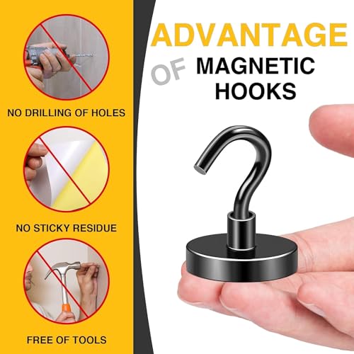 DIYMAG Magnetic Hooks,170lbs Heavy Duty Magnets with Hook Black 12 Pack | Rare Earth N52 2026 Cruise Cabin Ship Essentials for Fridge Hanging Classroom Beach Vacation Kitchen Grills Home Must Have