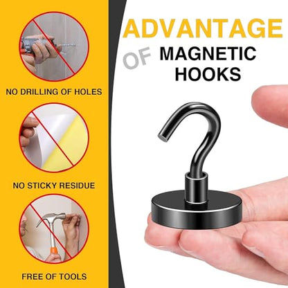 DIYMAG Magnetic Hooks,170lbs Heavy Duty Magnets with Hook Black 12 Pack | Rare Earth N52 2026 Cruise Cabin Ship Essentials for Fridge Hanging Classroom Beach Vacation Kitchen Grills Home Must Have