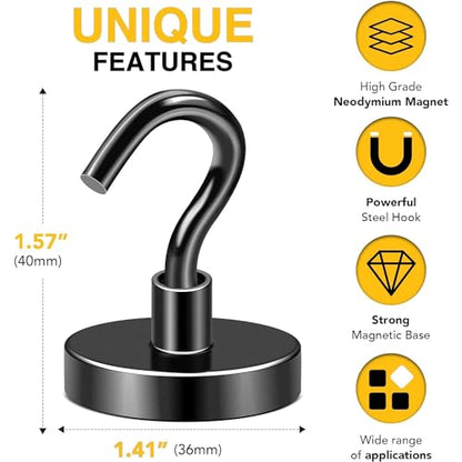 DIYMAG Magnetic Hooks,170lbs Heavy Duty Magnets with Hook Black 12 Pack | Rare Earth N52 2026 Cruise Cabin Ship Essentials for Fridge Hanging Classroom Beach Vacation Kitchen Grills Home Must Have