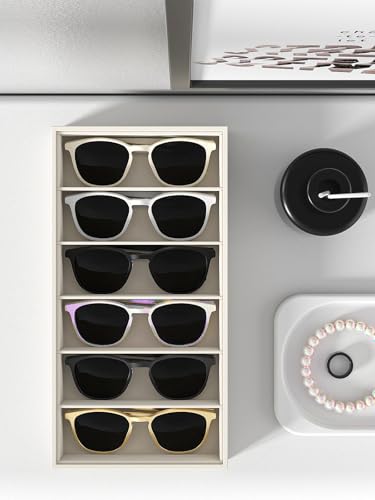 Sunglass Organizer Tray,Eyeglass Storage for Multiple Glasses,Jewelry and Sunglasses Drawer Organizer (Beige 2)