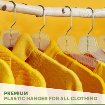DEILSY™ Clear Plastic Hangers 12 Pack Durable Plastic Shirt Hangers | Versatile clear hangers, plastic hanger with swivel hook, hangers for shirts, dresses, coats, pants and blouses.