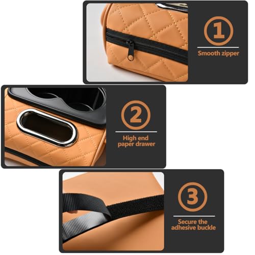 Car Armrest Cushion,5-in-1 Center Console Cover with 2 Storage Bags Cup Holder, Tissue Box Slot, Phone Slot for Sedans, Car Accessories Interior Organizers (Black red)