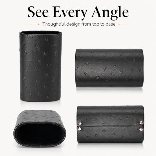 Calabria Desktop Eye Glasses Holder Soft Lining Weighted Base Eyeglasses Stand Case Desks Nightstands PU Leather Mens Womens