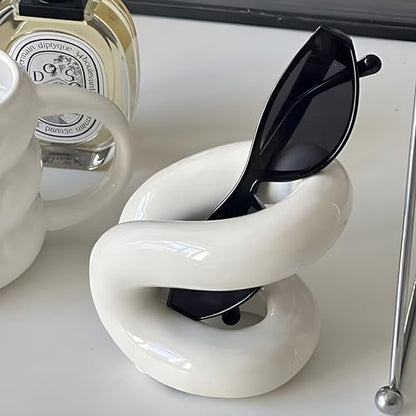 Minimalist Design White Ceramic Makeup Brushes Holder Stand Rack Organizer, Cosmetic Pen Toothbrushes Holder Dressing Table Decor