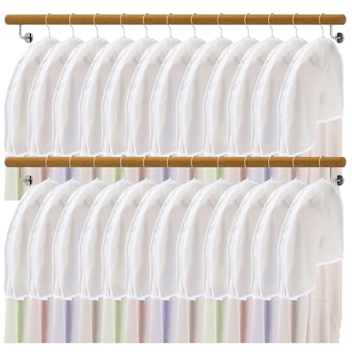 24pcs, Shoulder Covers For Hanging Clothes, Clothes Cover For Hanging, Suit Covers For Closet, Clothes Protectors For Hanging Clothes, Suit Covers, 24" W X 12" H X 2" D With 2" Gusset, Reusable