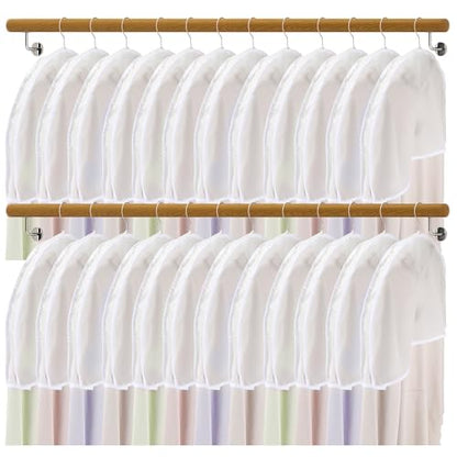 24pcs, Shoulder Covers For Hanging Clothes, Clothes Cover For Hanging, Suit Covers For Closet, Clothes Protectors For Hanging Clothes, Suit Covers, 24" W X 12" H X 2" D With 2" Gusset, Reusable