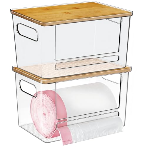 Trash Bag Dispenser 2 Pack - Under Sink Organizer,... (Clear)